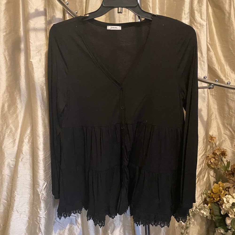 Black Button Ruffle